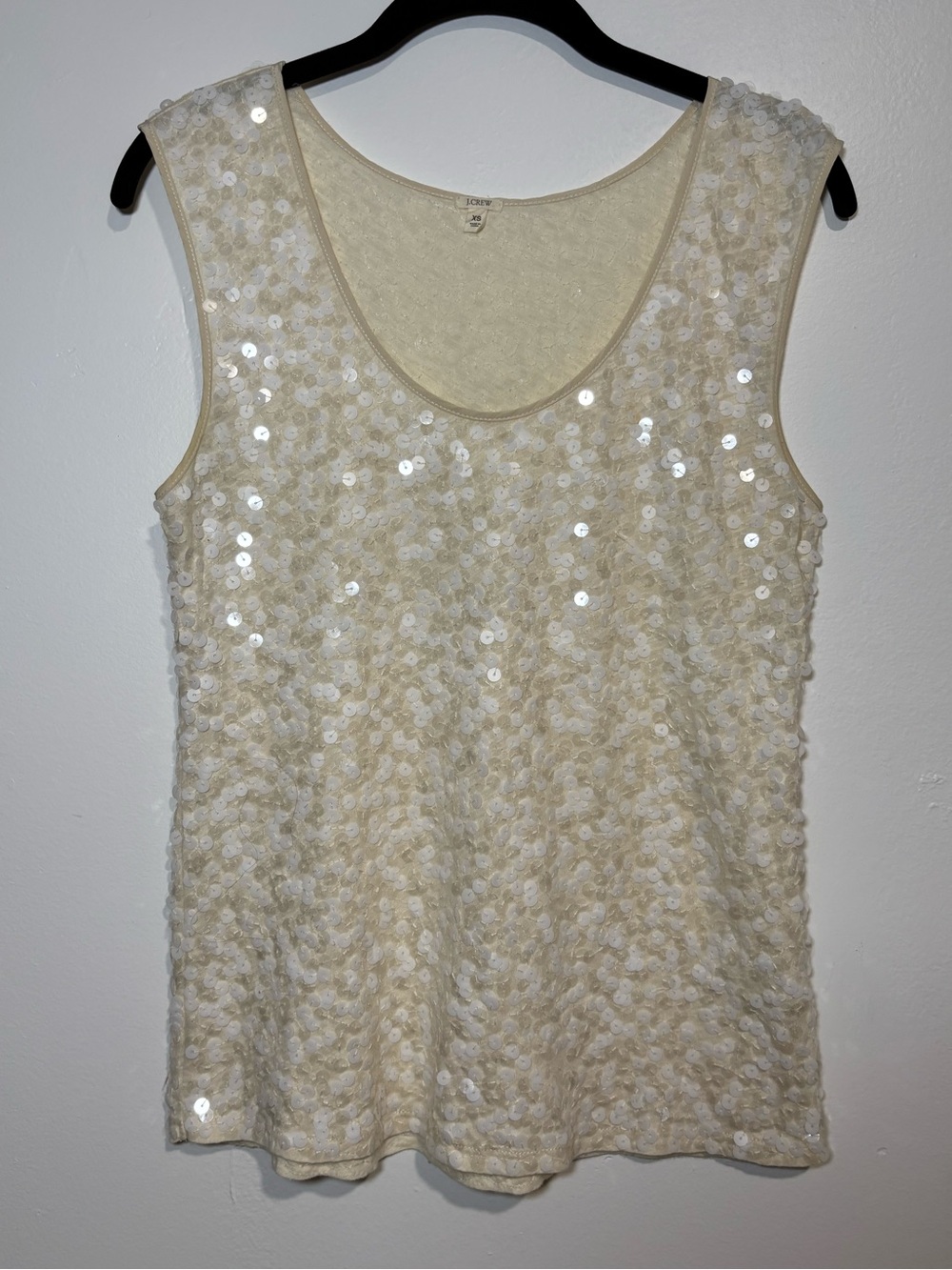 J. Crew Ivory Sequin Scoop Neck Tank